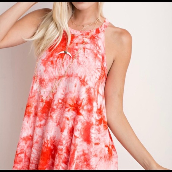 Orange and White Tie Dye Tank - Picture 3 of 6